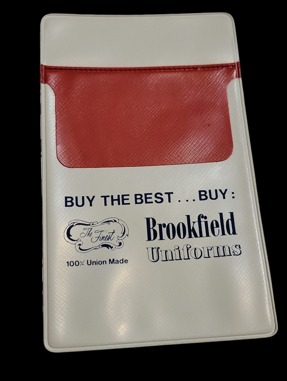 Vintage Vinyl Brookfield Uniforms Pocket Protector 100% Union Made Advertisement